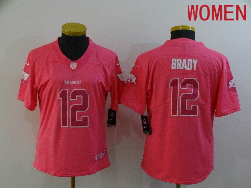 Women Tampa Bay Buccaneers #12 Brady Pink Nike Vapor Untouchable Limited 2020 NFL Nike Jerseys->women nfl jersey->Women Jersey